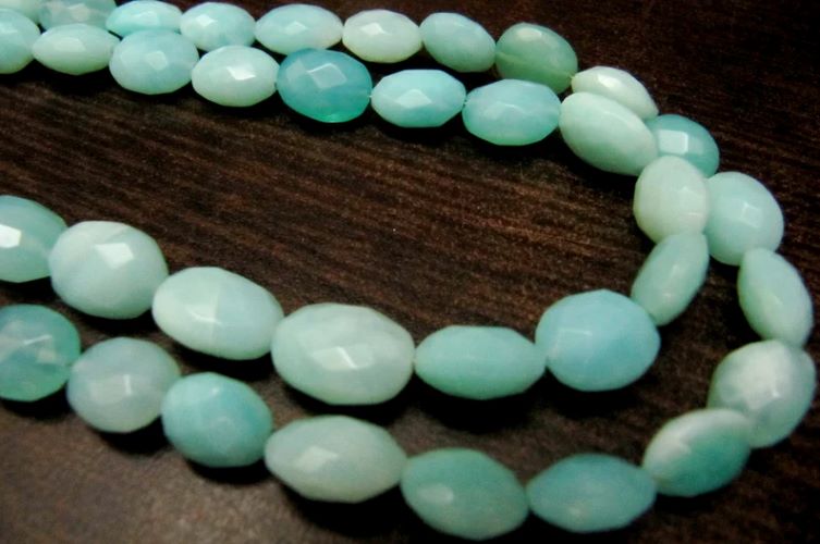 Natural Peruvian Opal oval Briolette faceted Beads 8x10mm Beads Strand 8 inches Long