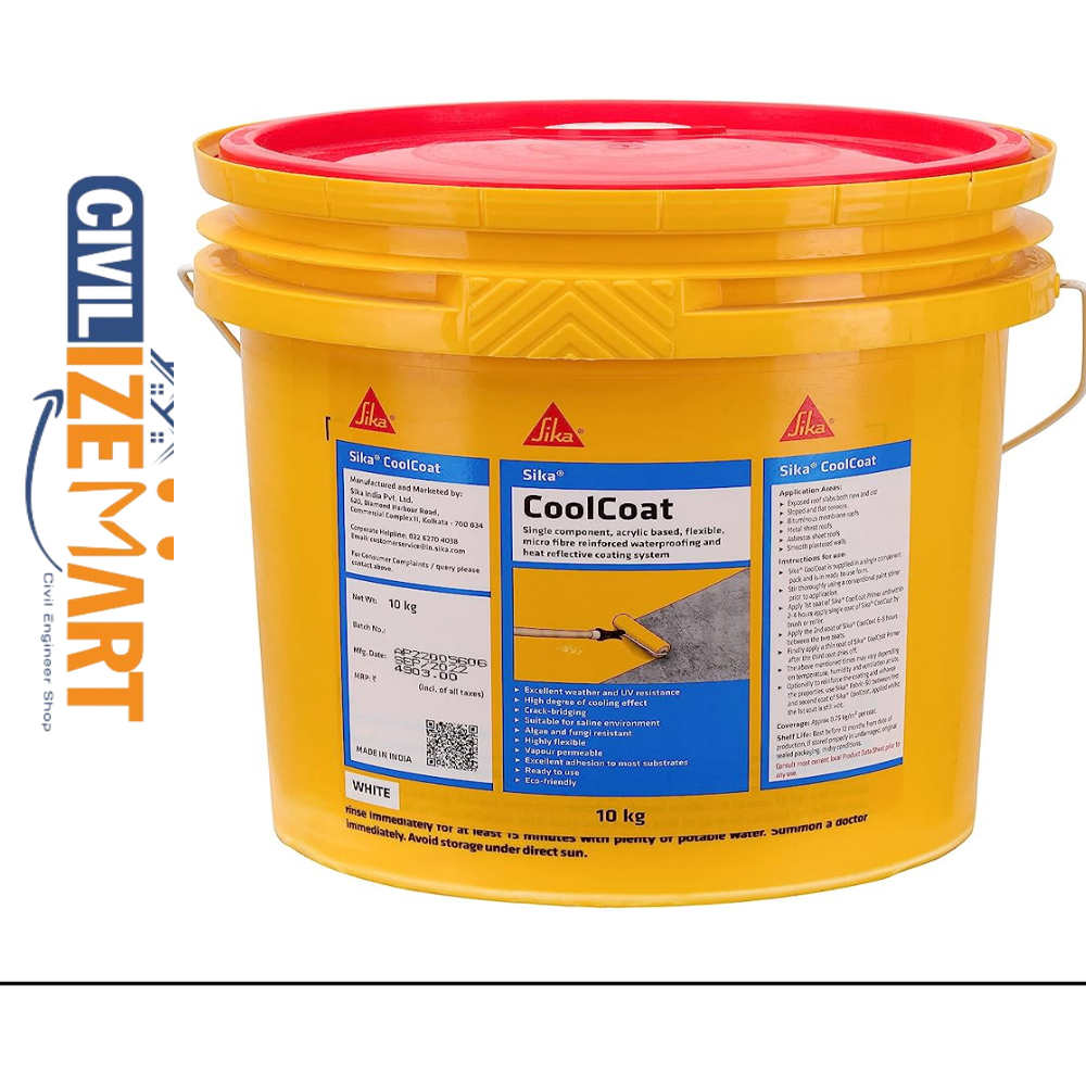 SIKA (10KG) COOL COAT ACRYLIC ROOF WATERPROOFING & HEAT REFLECTIVE COATING