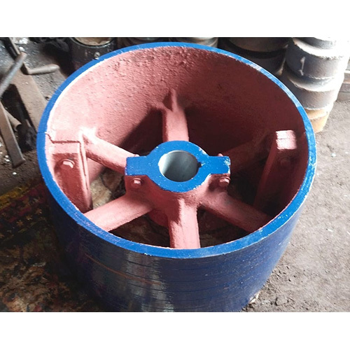 Cast Iron Split Crown Face Pulley - Cast Iron, 12 Inch, Blue, Single Groove, Bolt-on, Smooth Machined Finish