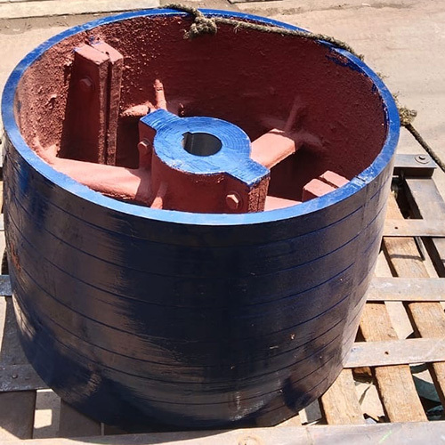 Cast Iron Split Crown Face Pulley - Cast Iron, 12 Inch, Blue, Single Groove, Bolt-on, Smooth Machined Finish