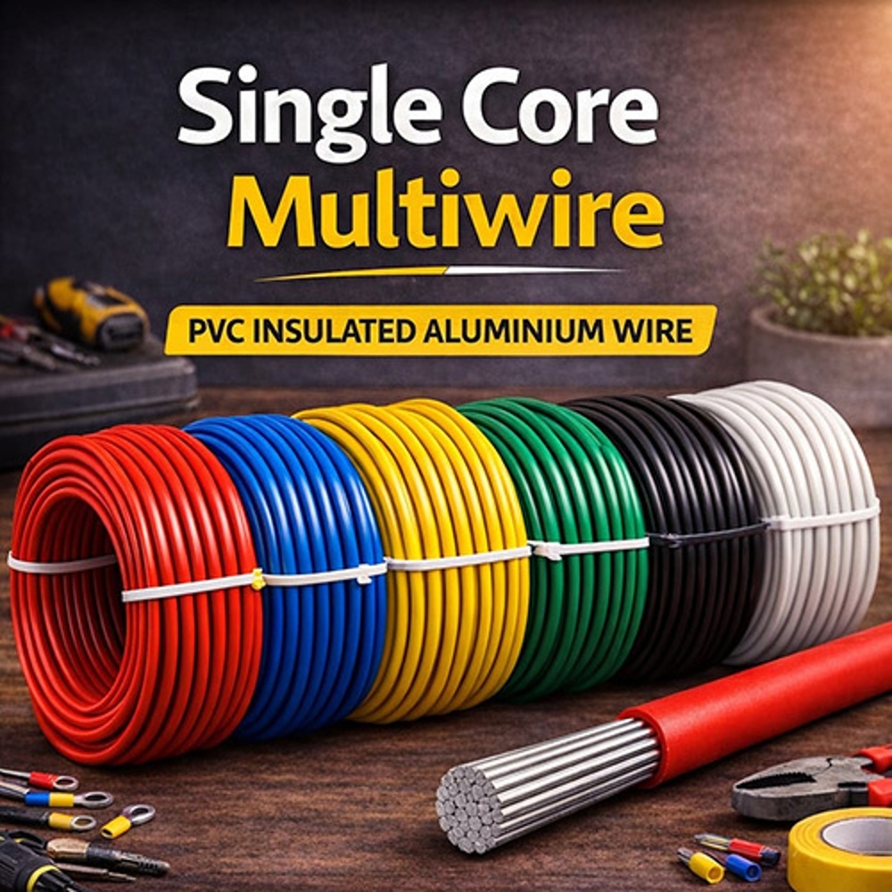 Single Core Multiwire PVC Insulated Aluminium Wire - Aluminium, 1.0 to 10 sqmm, Lead-Free PVC, Flame Retardant, Multicolor