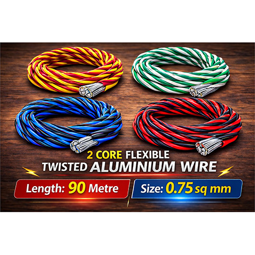 0.75 sq mm 2 Core Flexible Twisted Aluminium Wire