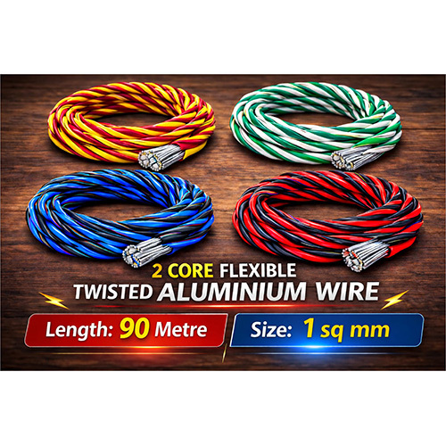 1 sq mm 2 Core Flexible Twisted Aluminium Wire