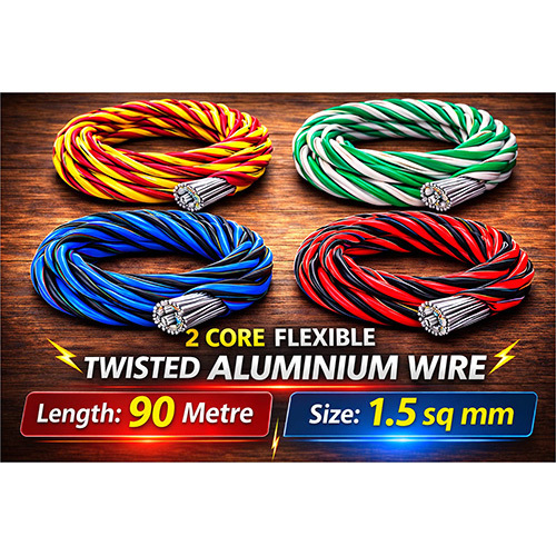 1.5 sq mm 2 Core Flexible Twisted Aluminium Wire