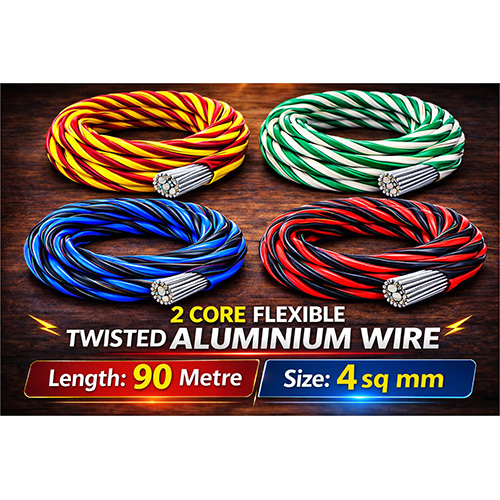 4 sq mm 2 Core Flexible Twisted Aluminium Wire