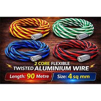 4 Sq Mm 2 Core Flexible Twisted Aluminium Wire - Cable Length: 90 Metres