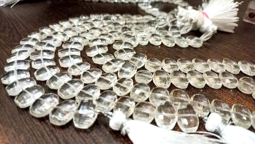 Natural Rock Crystal Fancy Shape Faceted 9x13mm Beads Sold Per Strand 8 inches Long