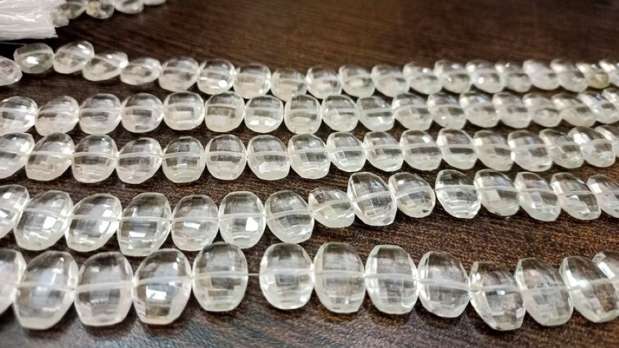 Natural Rock Crystal Fancy Shape Faceted 9x13mm Beads Sold Per Strand 8 inches Long