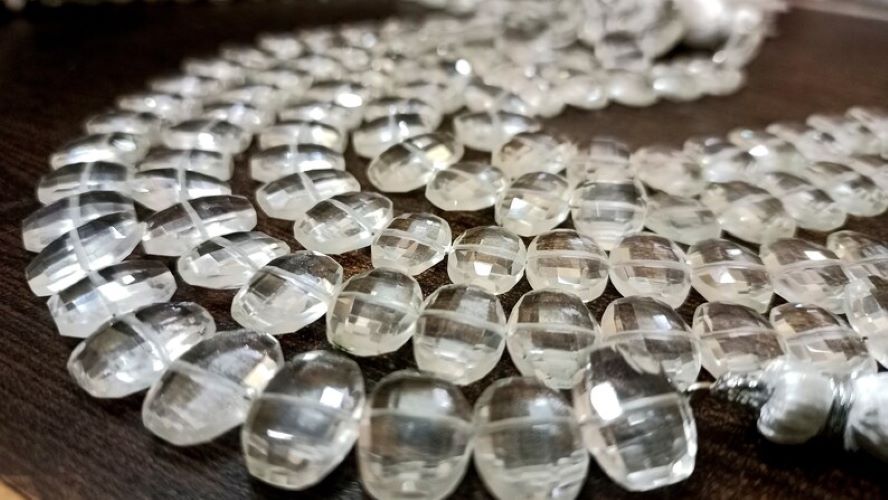Natural Rock Crystal Fancy Shape Faceted 9x13mm Beads Sold Per Strand 8 inches Long