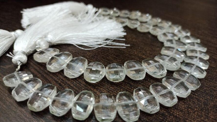 Natural Rock Crystal Fancy Shape Faceted 9x13mm Beads Sold Per Strand 8 inches Long