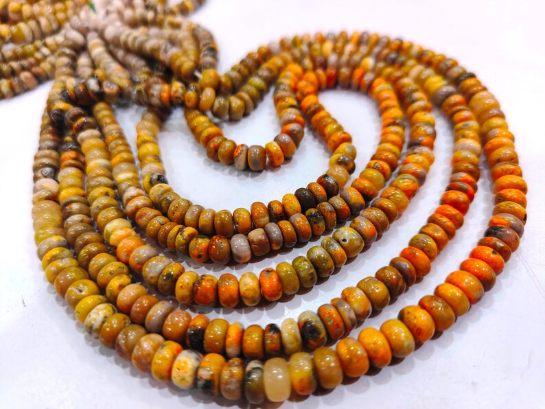 Natural Yellow Jasper Rondelle Plain smooth 8mm Beads Sold per strand 8 inches long