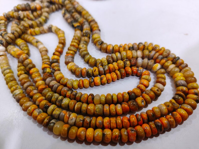 Natural Yellow Jasper Rondelle Plain smooth 8mm Beads Sold per strand 8 inches long