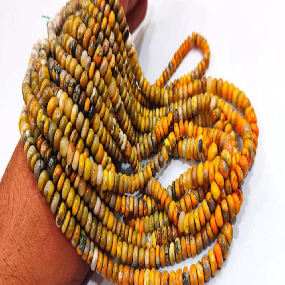 Natural Yellow Jasper Rondelle Plain smooth 8mm Beads Sold per strand 8 inches long