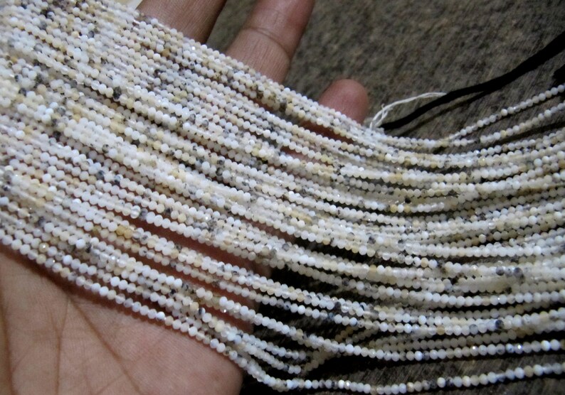 Natural Dendritic Opal 2mm Rondelle Micro faceted Gemstone Beads Strand 13 Inches Long