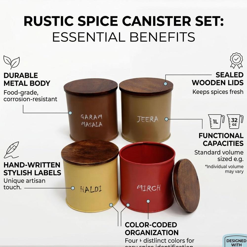 Spice Jar Container with Wood Lid