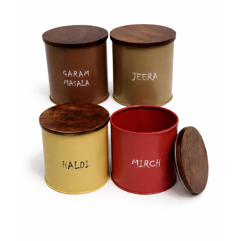 Spice Jar Container with Wood Lid