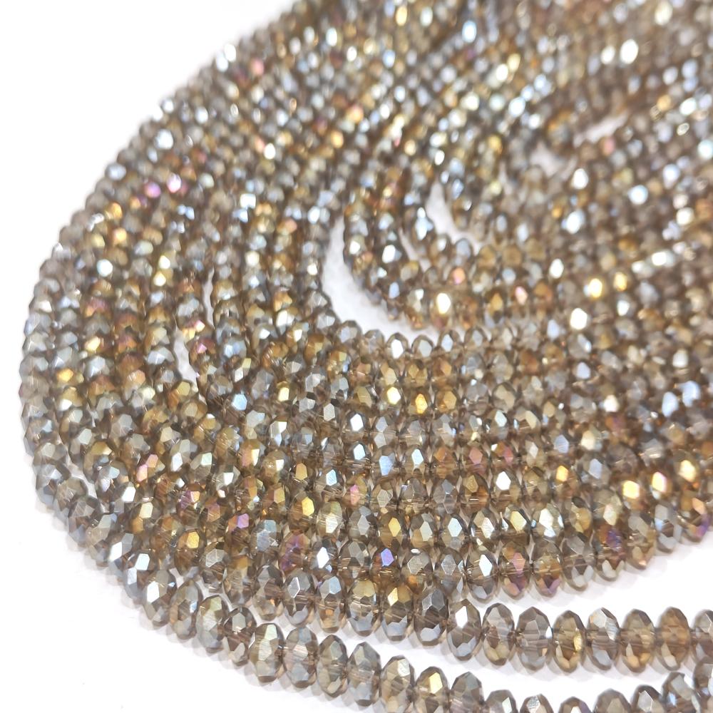 Smoky Quartz Hydro Quartz AB Mystic Coated Rondelle Faceted 6mm Beads Strand 15 inches.