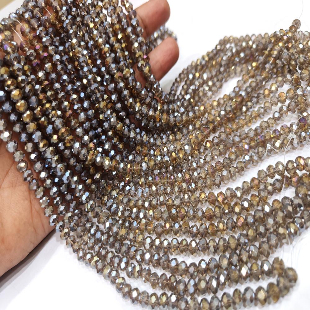 Smoky Quartz Hydro Quartz AB Mystic Coated Rondelle Faceted 6mm Beads Strand 15 inches.
