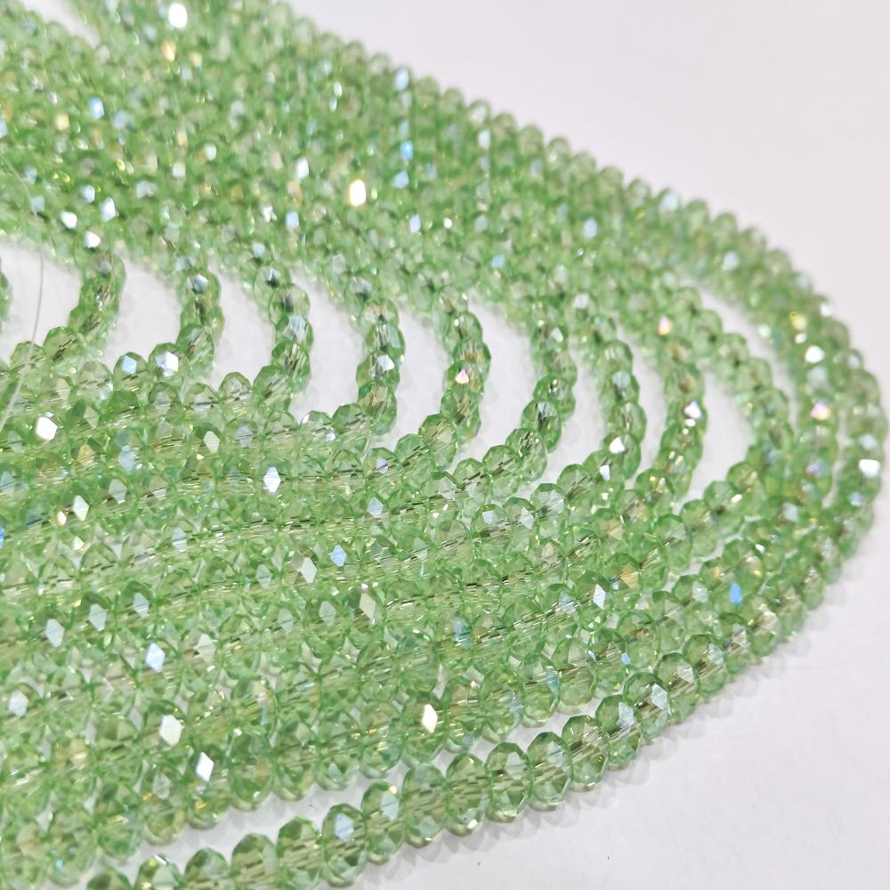 Prehnite Hydro Quartz AB Mystic Coated Rondelle Faceted 6mm Beads Strand 15 inches.
