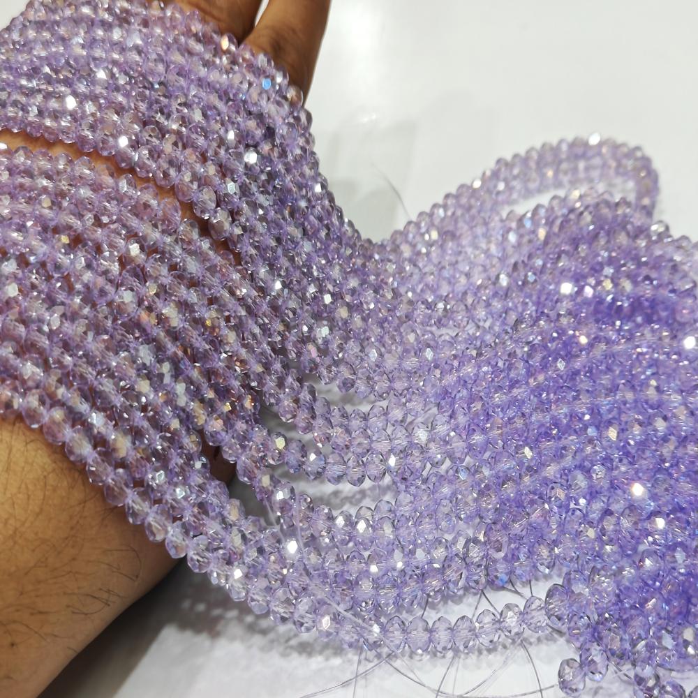 Lavender Hydro Quartz AB Mystic Coated Rondelle Faceted 6mm Beads Strand 15 inches.