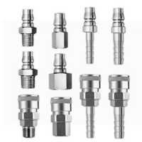Pneumatic Qrc Coupling - Brass Stainless Steel, 6mm Bore, Silver Brass, Ball Locking, One-touch Release, Iso 6150