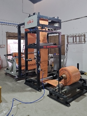 Woven Sack Roll To Roll Twist Gusset Machine - PP Woven, 3200x1500x1850 mm, 100 mpm | Semi Automatic, Mechanical Control, Low Noise