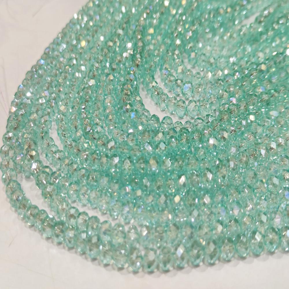 Green Amethyst Hydro Quartz AB Mystic Coated Rondelle Faceted 6mm Beads Strand 15 inches.