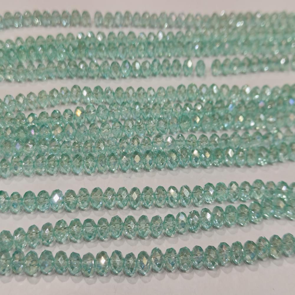 Green Amethyst Hydro Quartz AB Mystic Coated Rondelle Faceted 6mm Beads Strand 15 inches.