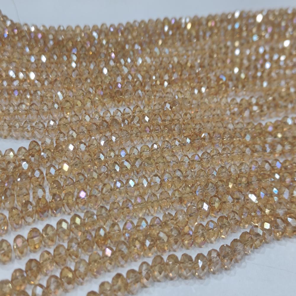 Peach Moonstone Hydro Quartz AB Mystic Coated Rondelle Faceted 6mm Beads Strand 15 inches.