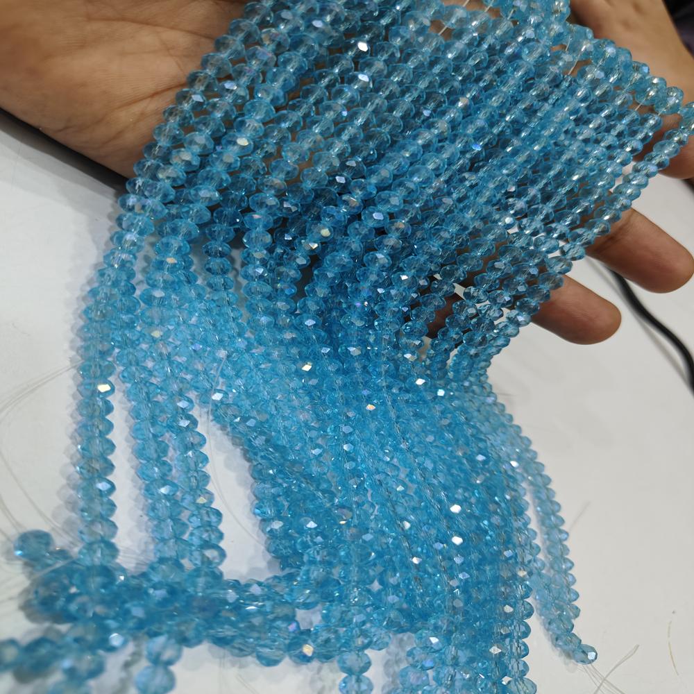 Blue Topaz Hydro Quartz AB Mystic Coated Rondelle Faceted 6mm Beads Strand 15 inches