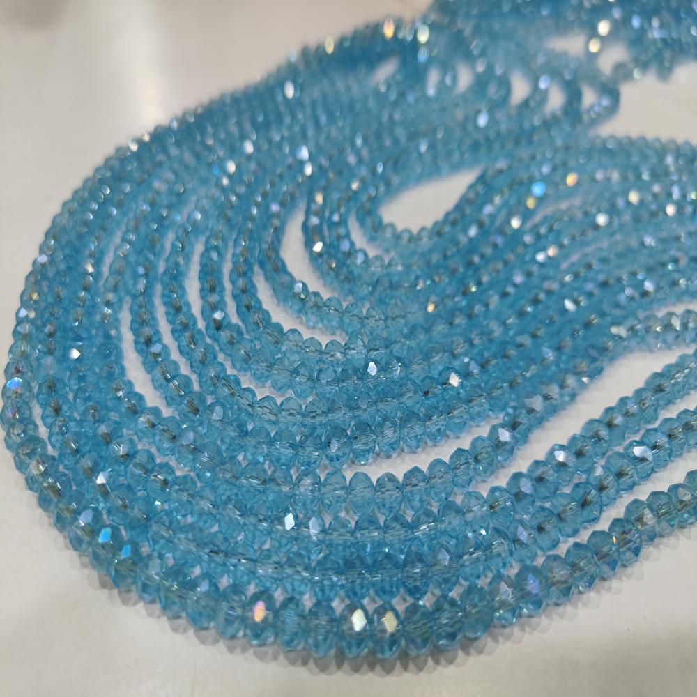 Blue Topaz Hydro Quartz AB Mystic Coated Rondelle Faceted 6mm Beads Strand 15 inches