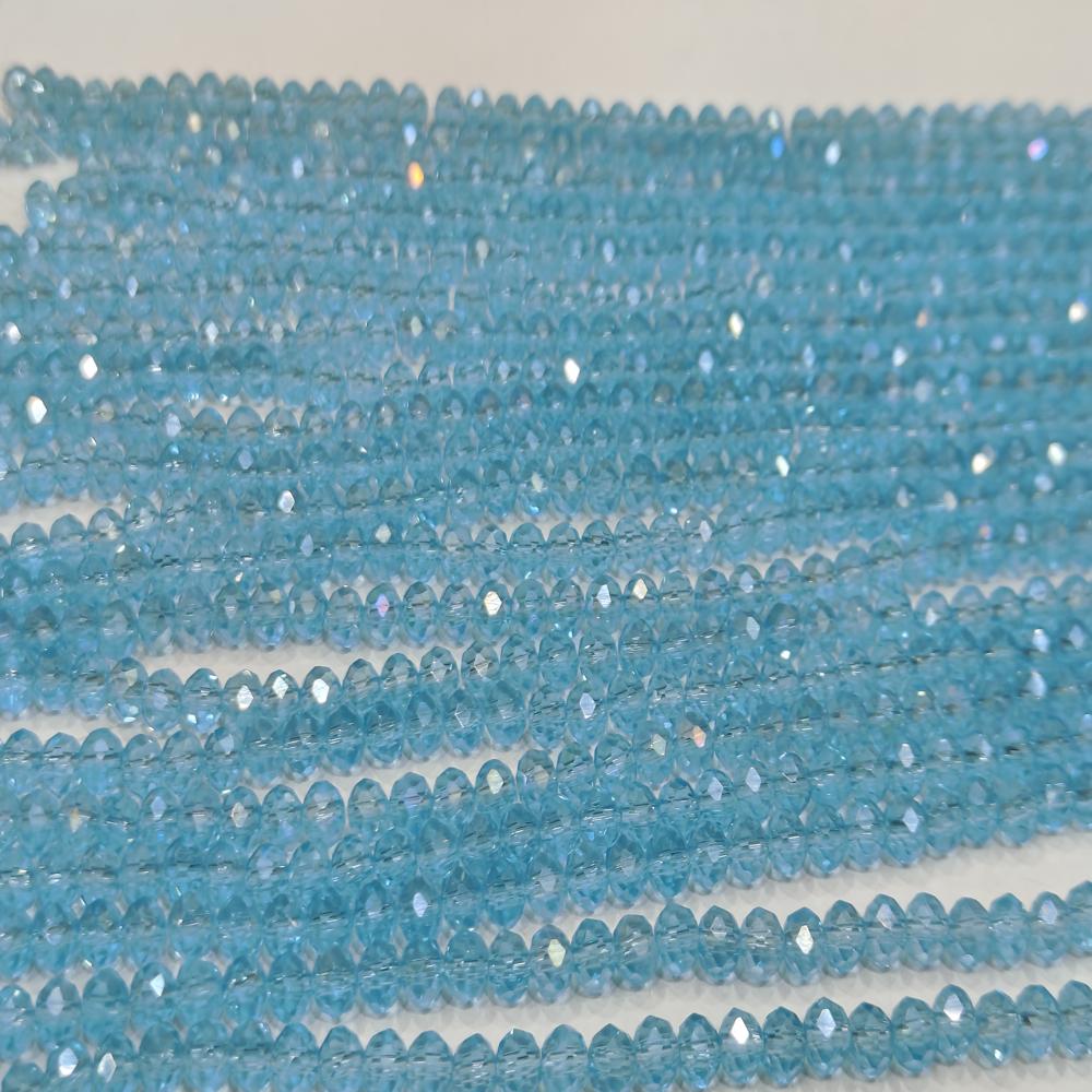 Blue Topaz Hydro Quartz AB Mystic Coated Rondelle Faceted 6mm Beads Strand 15 inches