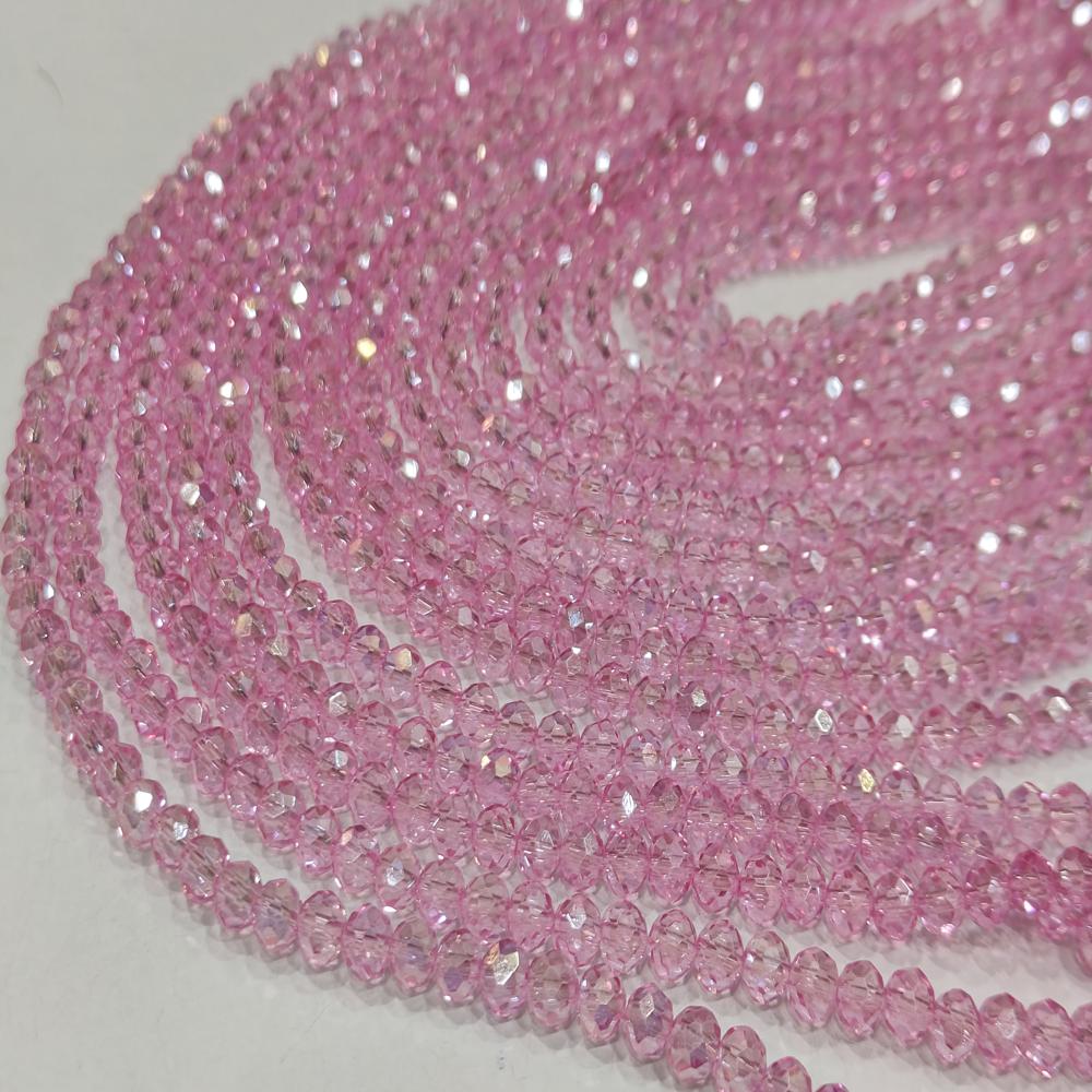 Pink Topaz Hydro Quartz AB Mystic Coated Rondelle Faceted 6mm Beads Strand 15 inches.