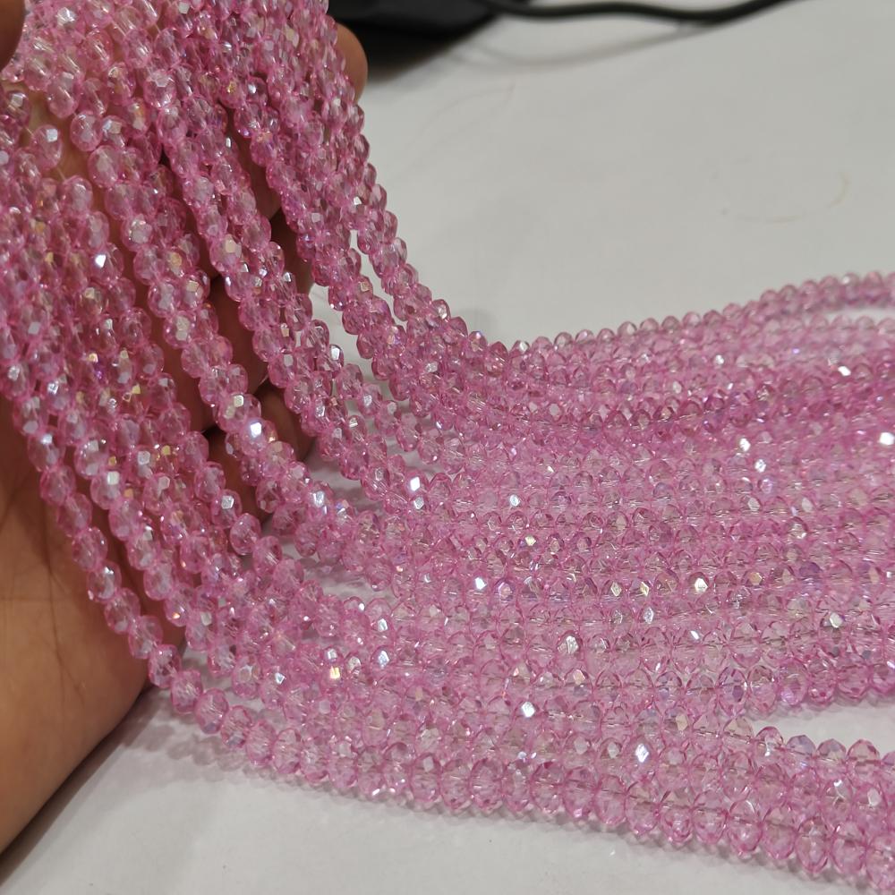 Pink Topaz Hydro Quartz AB Mystic Coated Rondelle Faceted 6mm Beads Strand 15 inches.
