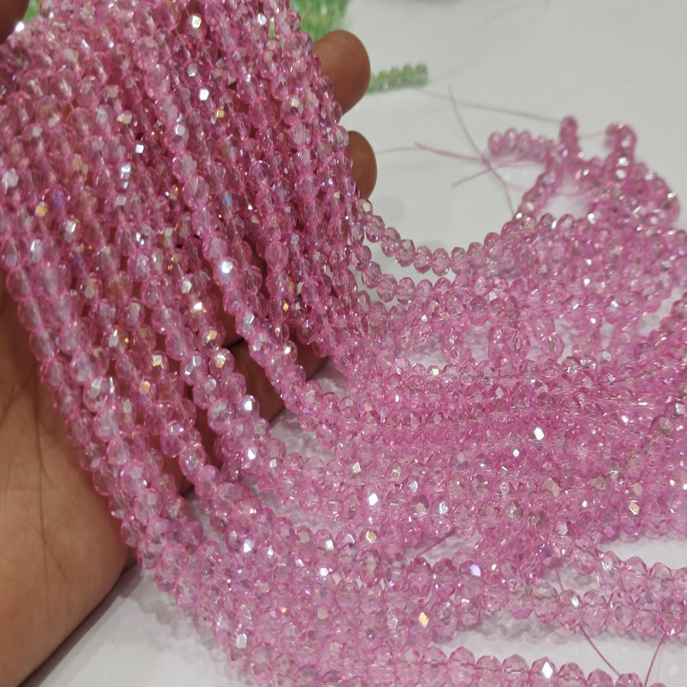 Pink Topaz Hydro Quartz AB Mystic Coated Rondelle Faceted 6mm Beads Strand 15 inches.