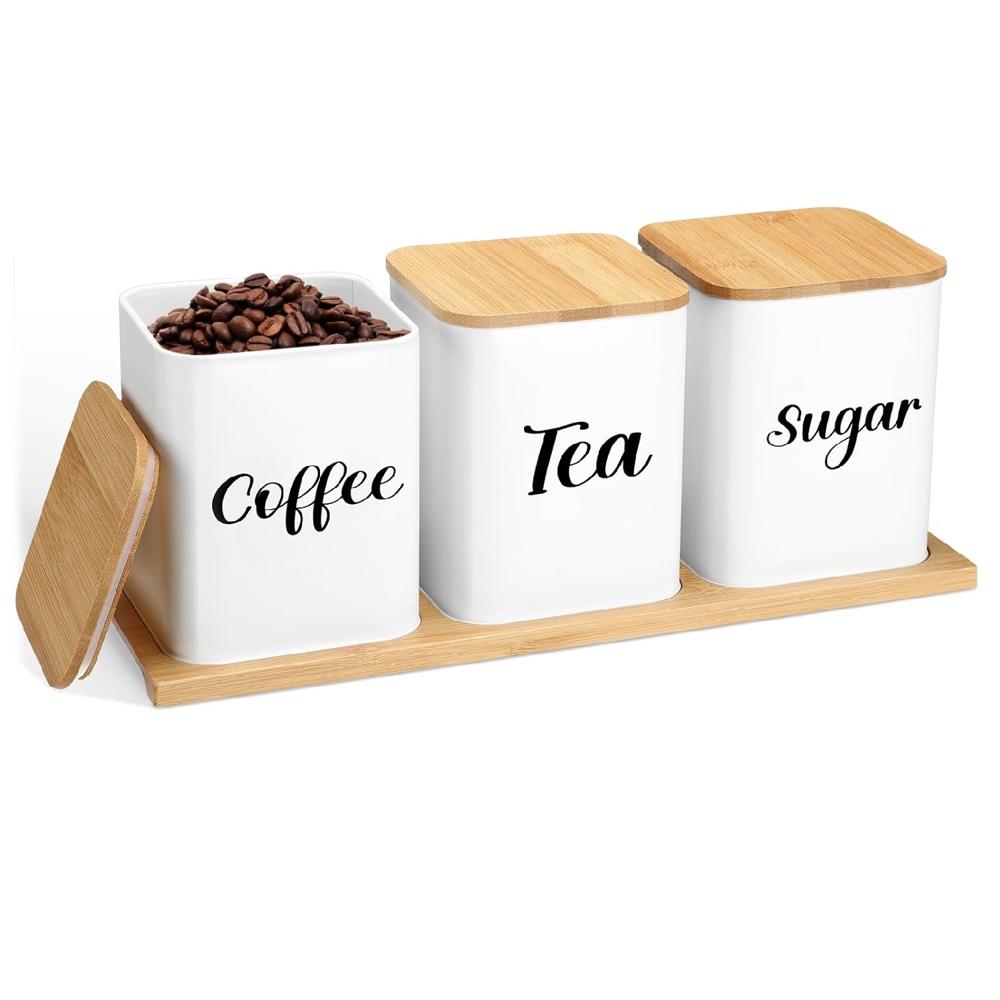 Tea Sugar & Coffee Jar Container 