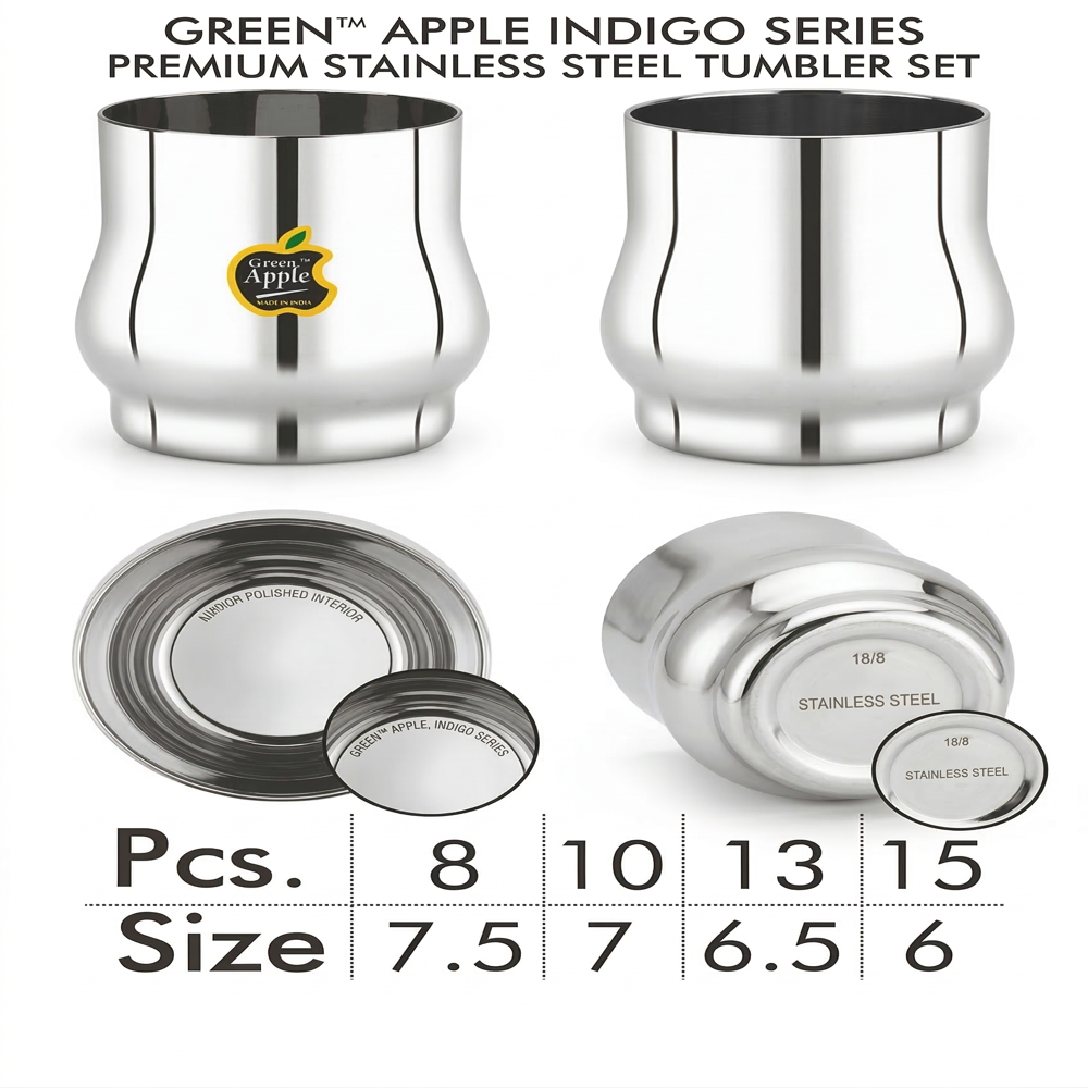Premium Stainless Steel Indigo Glass / Designer Tumbler by Green Apple | Wholesale & Bulk