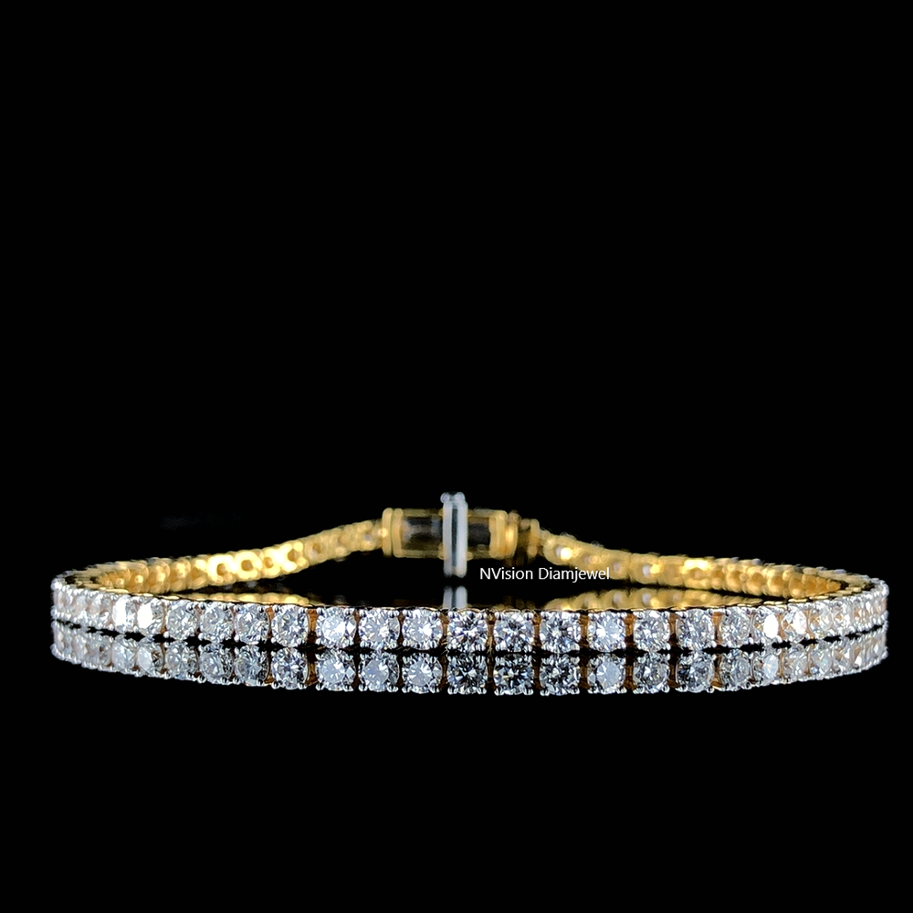  18KT Gold Natural Diamond Tennis Bracelet