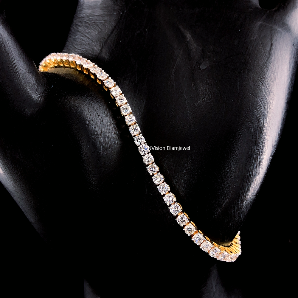  18KT Gold Natural Diamond Tennis Bracelet