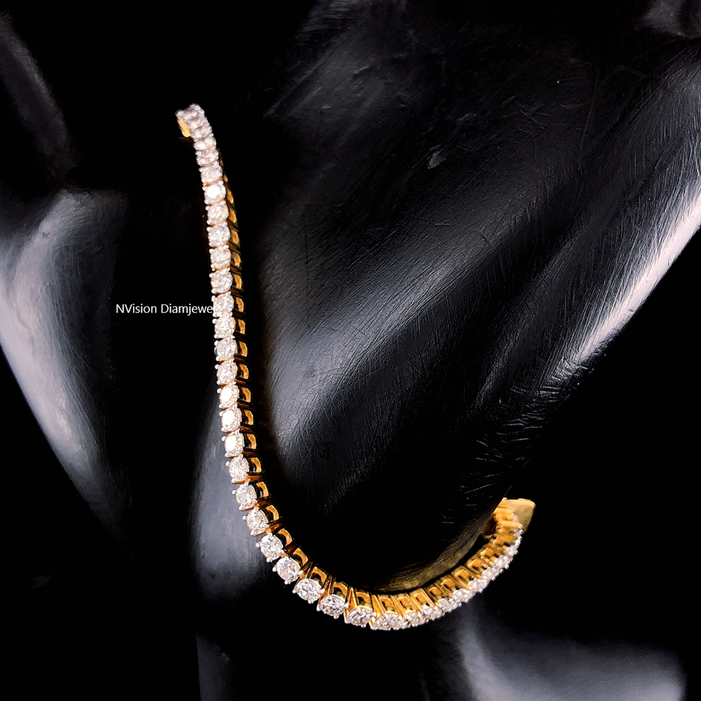  18KT Gold Natural Diamond Tennis Bracelet