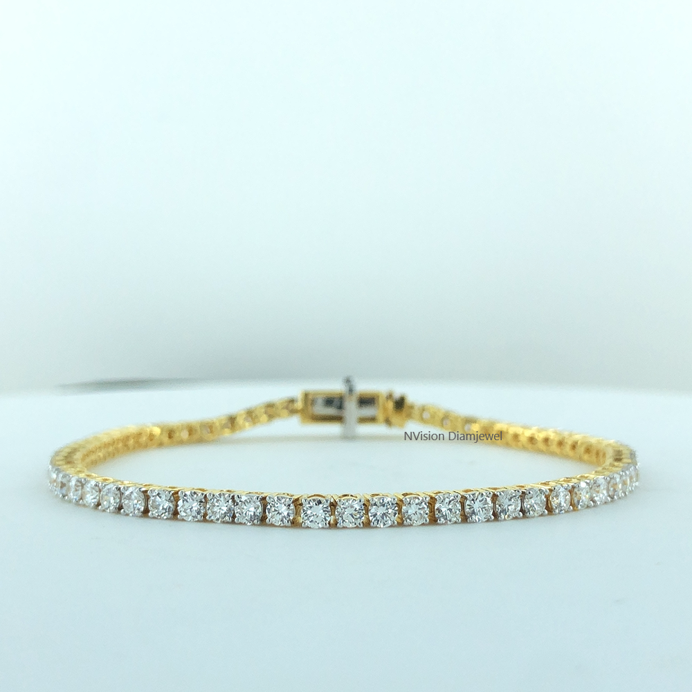  18KT Gold Natural Diamond Tennis Bracelet