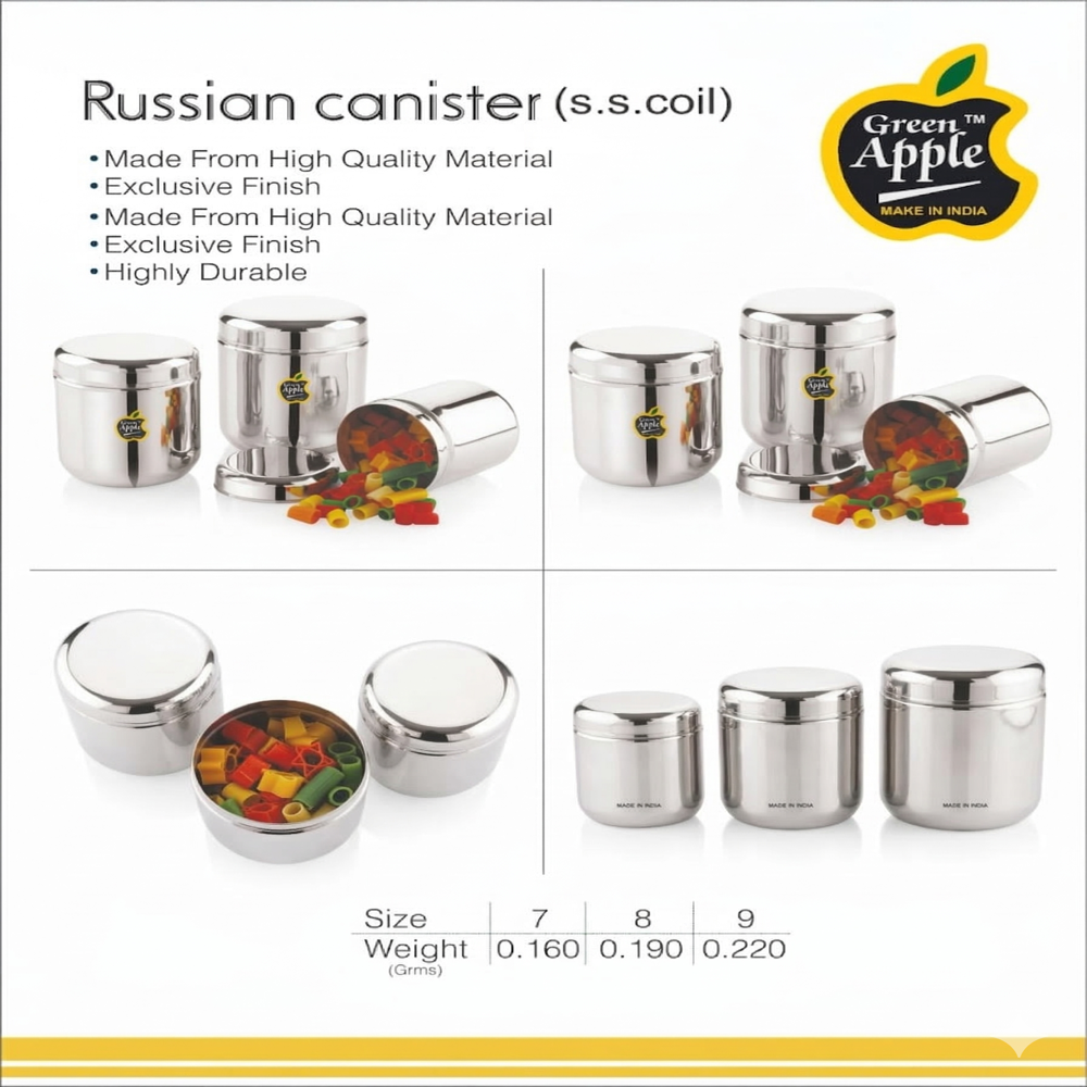 Premium Stainless Steel Russian Canister (S.S. Coil) | Kitchen Storage Containers by Green Apple | Wholesale
