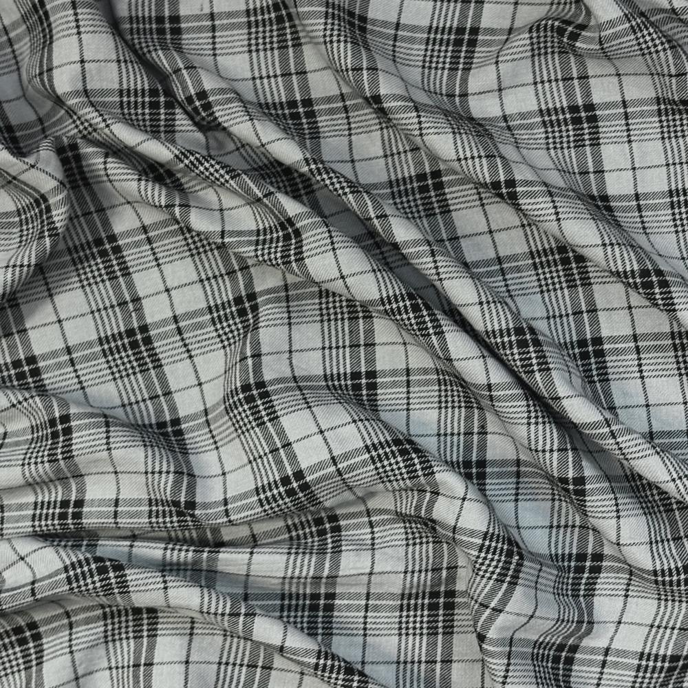 Pure Cotton Check Fabric Grey - Attributes: Washable