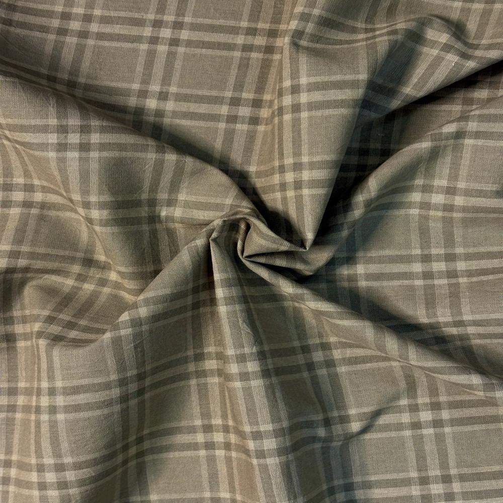 Premium Pure Cotton Check Fabric Brown - Application: Apparel