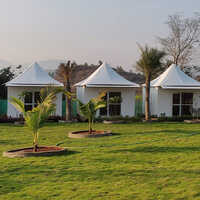 Outdoor Tensile Tents - Pvc-coated Polyester, Custom Sizes, White/beige, Uv & Fire Resistant