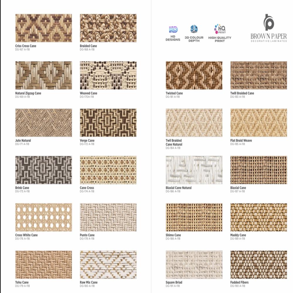 Cane Design Decorative Laminates (Rattan Finish Sheets)