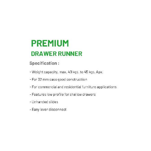 Extra Premium Drawer Runner - Color: Ss Silver