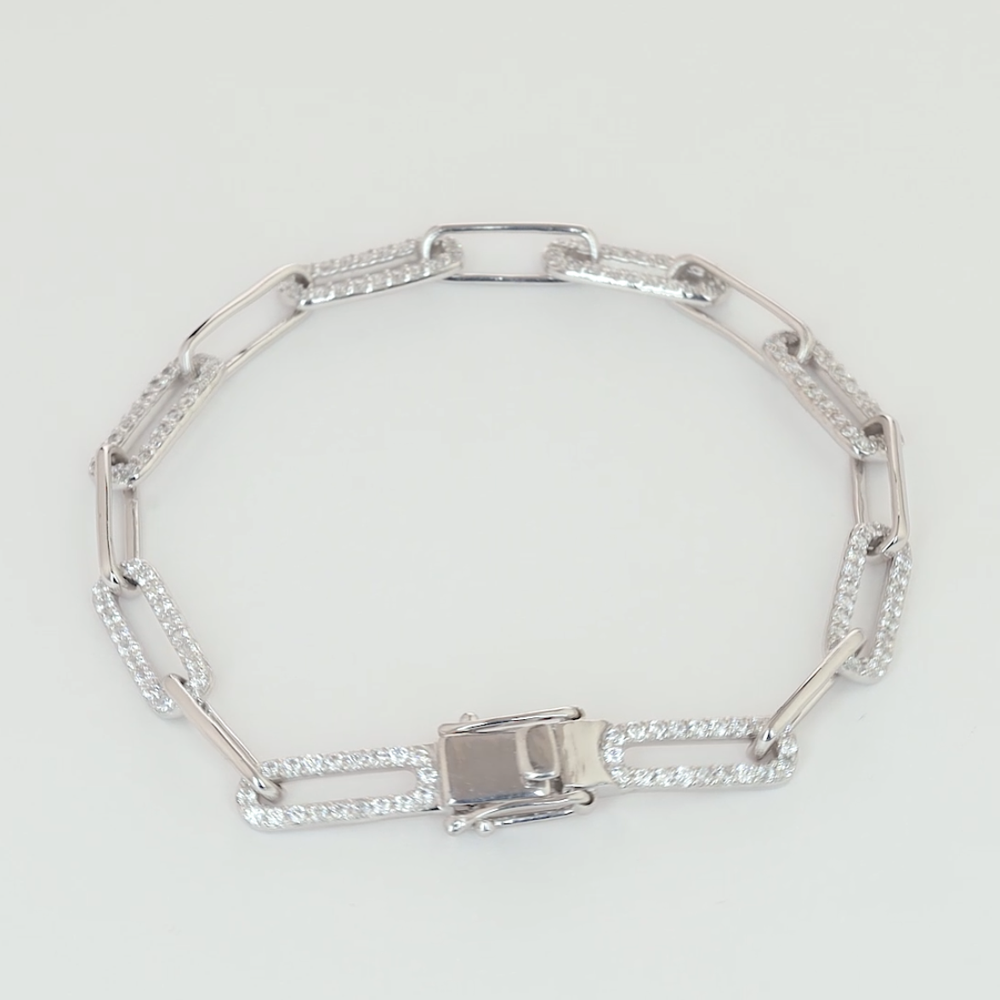 Luxe Linear Link Bracelet / Sparkling Oval Link Chain