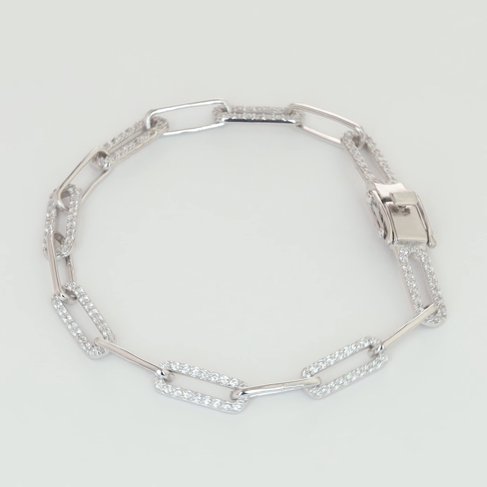 Luxe Linear Link Bracelet / Sparkling Oval Link Chain