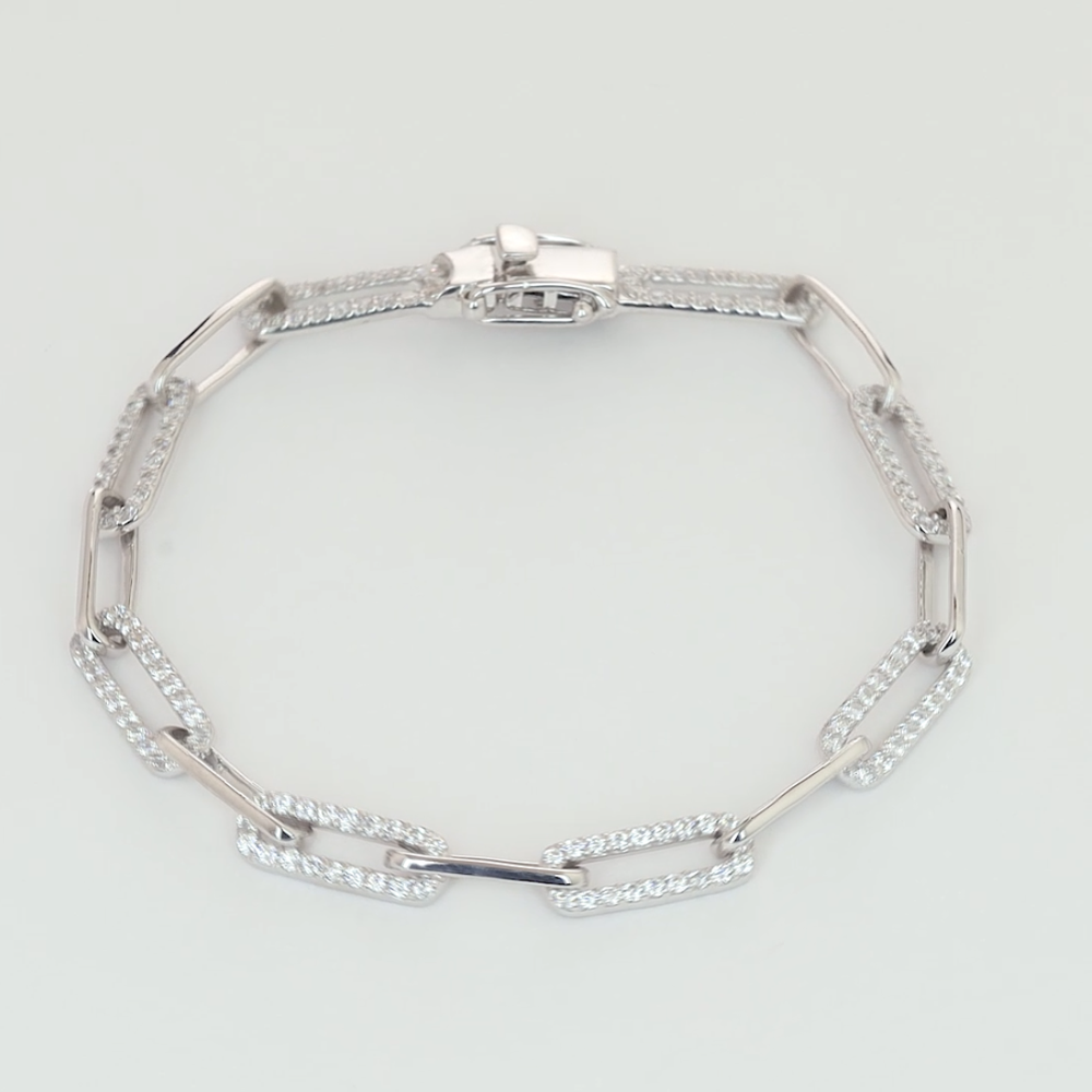 Luxe Linear Link Bracelet / Sparkling Oval Link Chain